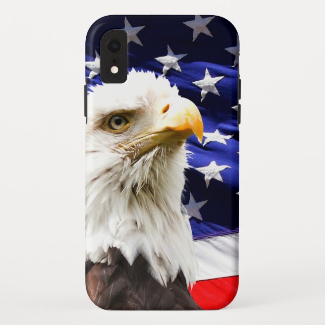 Funda De Case-Mate Para iPhone Bandera estadounidense con águila calva (Reverso)