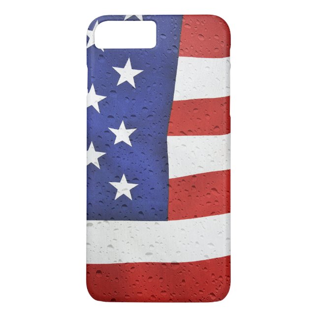 Funda De Case-Mate Para iPhone Bandera estadounidense con gotas de lluvia (Reverso)