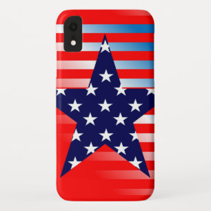 Funda Para iPhone XR Bandera estadounidense de estrella azul