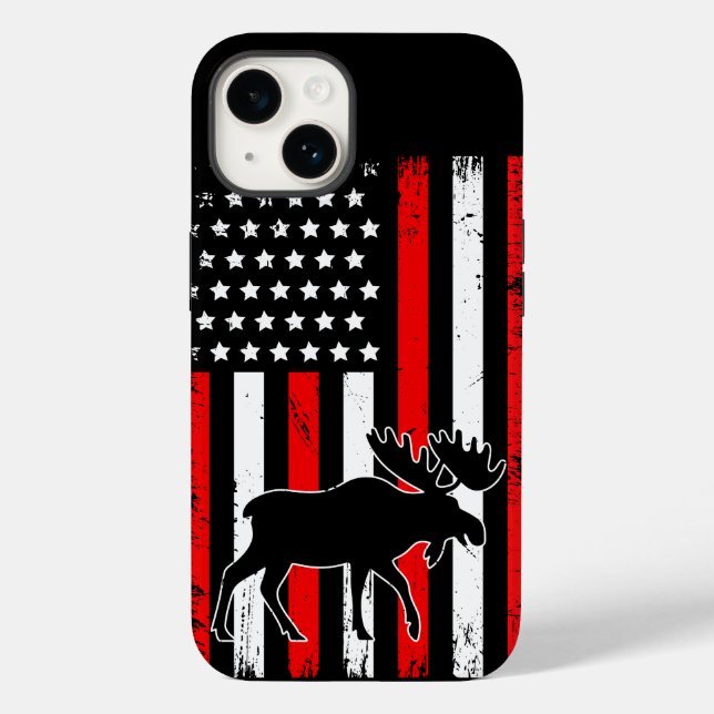 Funda De Case-Mate Para iPhone Bandera estadounidense de Moose (Reverso )