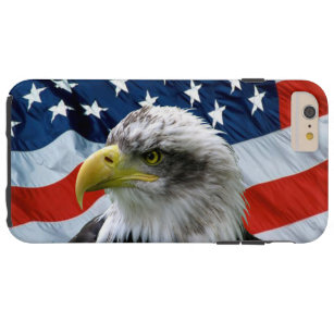Funda Resistente Para iPhone 6 Plus Bandera estadounidense del águila calva