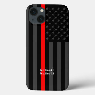 Funda Para iPhone 13 Bandera estadounidense delgada roja tu texto sobre