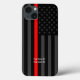 Funda De Case-Mate Para iPhone Bandera estadounidense delgada roja tu texto sobre (Back)