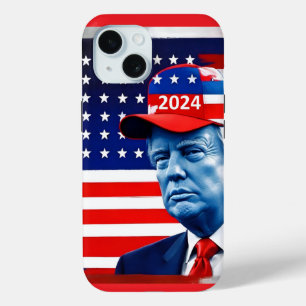 Funda Para iPhone 15 Bandera estadounidense Donald Trump 2024