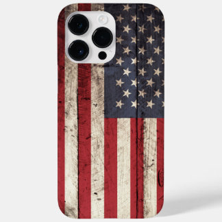 Funda Para iPhone 14 Pro Max De Case-Mate Bandera estadounidense en grano de madera vieja