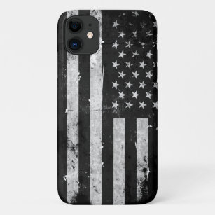 Funda Para iPhone 11 Bandera estadounidense negra y blanca