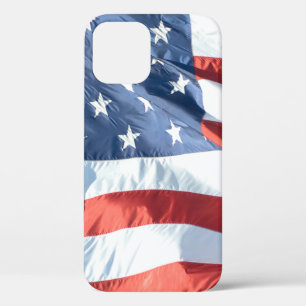 Funda Para iPhone 12 Bandera estadounidense ondeando