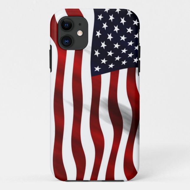 Funda De Case-Mate Para iPhone Bandera estadounidense ondeando (Reverso)