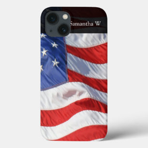 Funda Para iPhone 13 Bandera estadounidense, ondeando en el viento