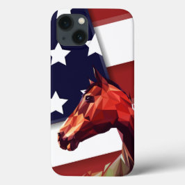 Funda Para iPhone 13 Bandera estadounidense patriótica y caballo
