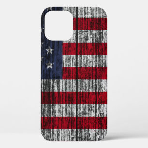 Funda Para iPhone 12 Bandera estadounidense pintada en el fondo de la c