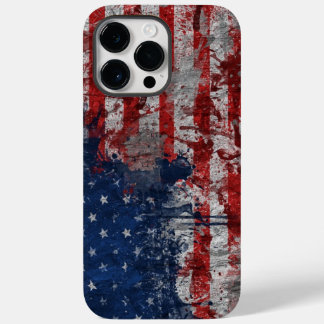 Funda Para iPhone 14 Pro Max De Case-Mate Bandera estadounidense pintada en un muro oscuro