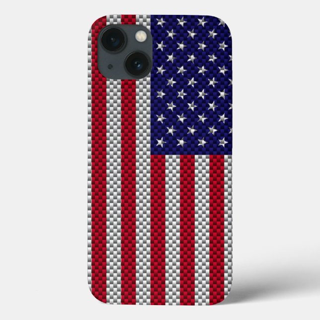 Funda De Case-Mate Para iPhone Bandera estadounidense sobre la fibra de carbono c (Reverso)