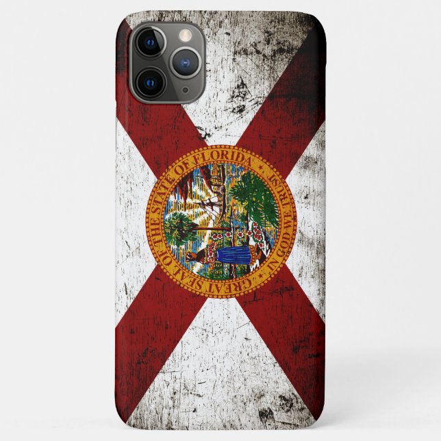 Funda De Case-Mate Para iPhone Bandera estatal Black Grunge Florida (Reverso)