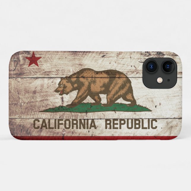 Funda De Case-Mate Para iPhone Bandera estatal de California en grano de madera v (Reverso (horizontal))
