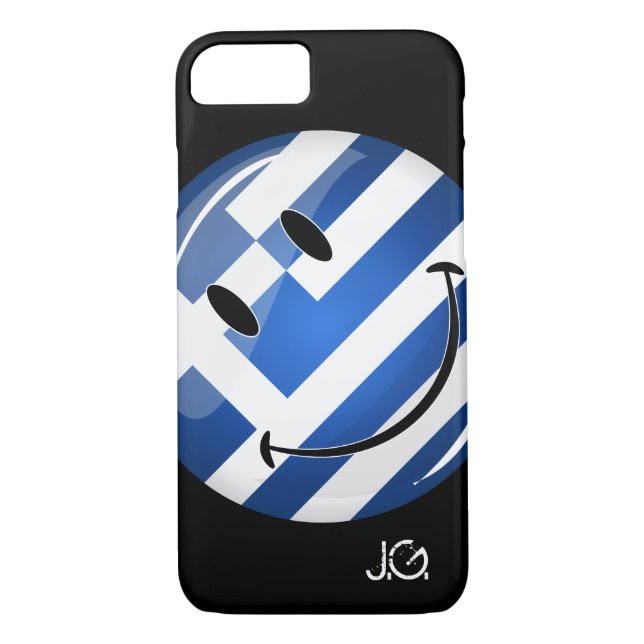 Funda De Case-Mate Para iPhone Bandera griega sonriente (Reverso)