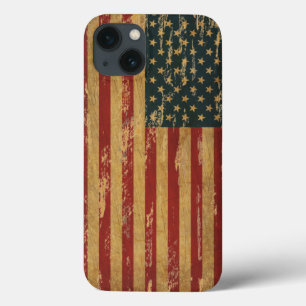 Funda Para iPhone 13 Bandera hecha andrajos vintage de los E.E.U.U.