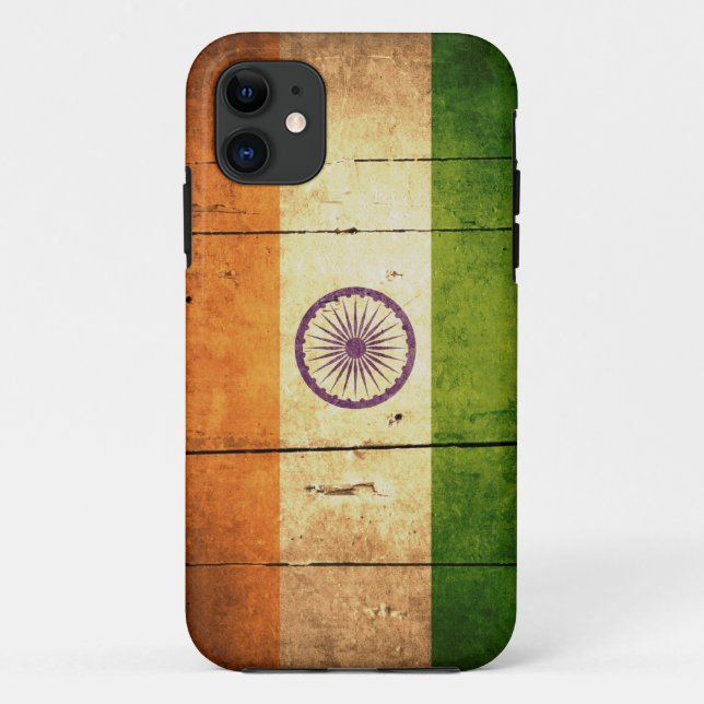 Funda De Case-Mate Para iPhone Bandera india de madera (Reverso)