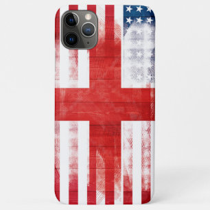 Funda Para iPhone 11 Pro Max Bandera inglesa americana  Granos de madera y pinc
