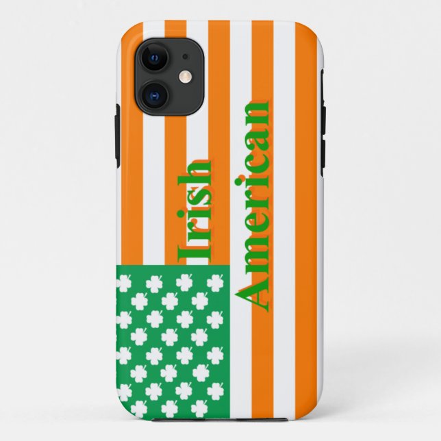 Funda De Case-Mate Para iPhone Bandera irlandesa norteamericana (Reverso)