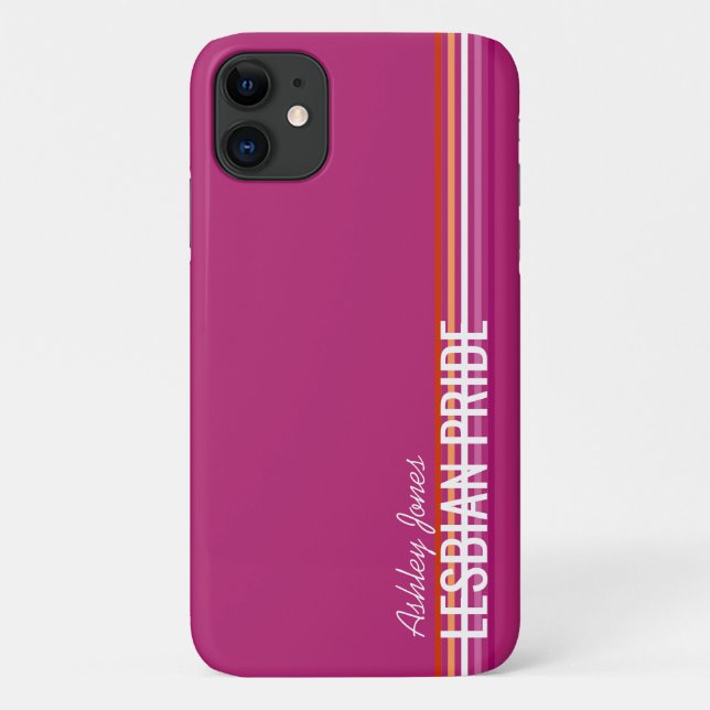 Funda De Case-Mate Para iPhone Bandera lesbiana personalizada (5-Stripes) Rayas r (Reverso)