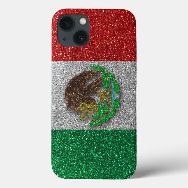 Funda De Case-Mate Para iPhone Bandera mexicana Purpurina de la Ciudad de México  (Reverso)