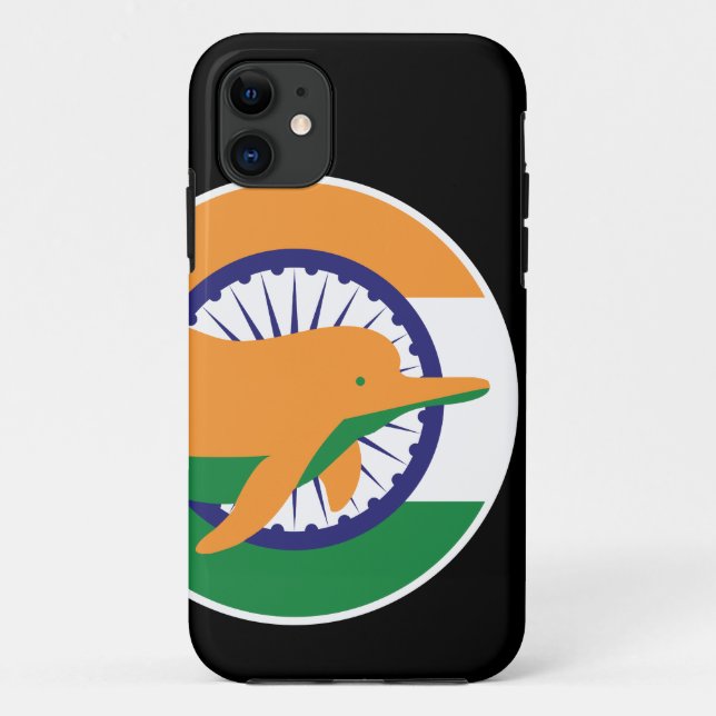 Funda De Case-Mate Para iPhone Bandera nacional animal del delfín del río India (Reverso)