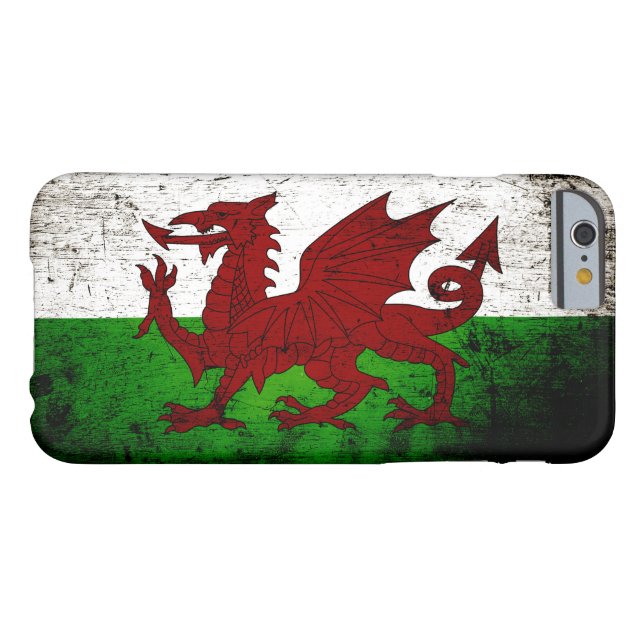 Funda De Case-Mate Para iPhone Bandera negra de País de Gales del Grunge (Reverso Horizontal)