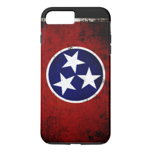 Funda Para iPhone 8 Plus/7 Plus Bandera negra del estado de Tennessee del Grunge