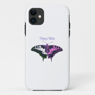 Funda Para iPhone 11 Bandera No Binaria Mariposa Trasera