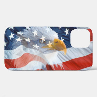 Funda Para iPhone 12 Bandera norteamericana de águila calva monogramada