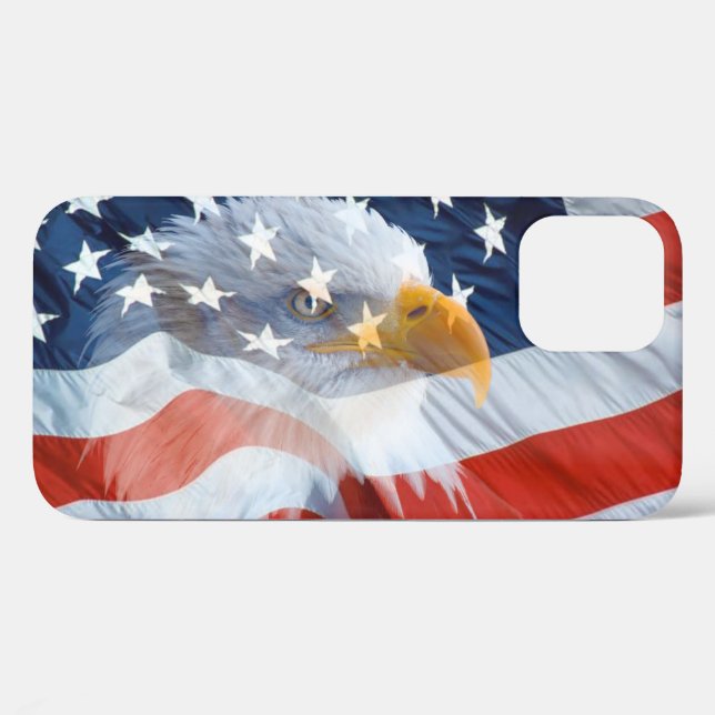 Funda De Case-Mate Para iPhone Bandera norteamericana de águila calva monogramada (Reverso (Horizontal))