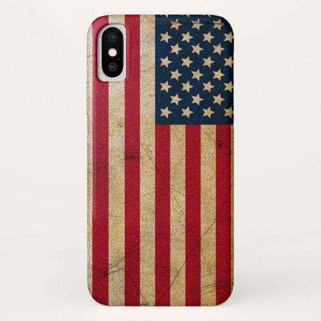 Funda De Case-Mate Para iPhone Bandera norteamericana de Grunge (Reverso)