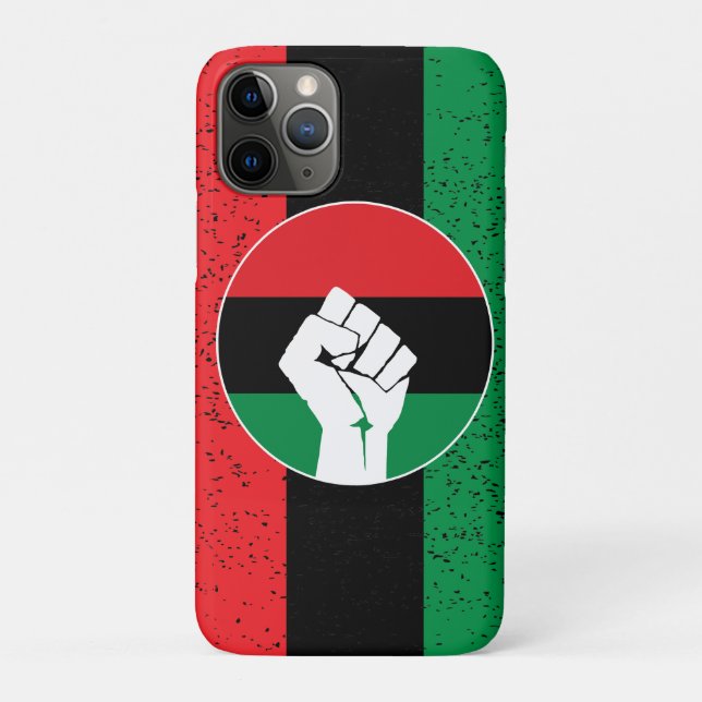 Funda De Case-Mate Para iPhone bandera panafricana Puño, historia negra afroameri (Reverso)