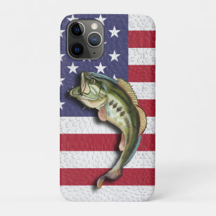 Funda Para iPhone 11 Pro Bandera Patriótica Americana Largemouth Bass Fishi
