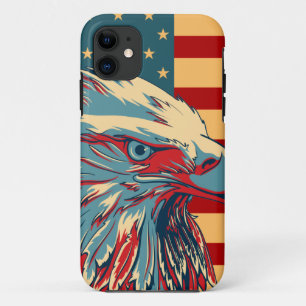 Funda Para iPhone 11 Bandera patriótica americana retra de Eagle