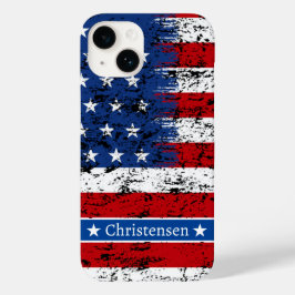 Funda Para iPhone 14 De Case-Mate Bandera Patriótica Estadounidense Nombre del Monog