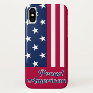 Funda Para iPhone X Bandera patriótica estadounidense orgullosa azul r