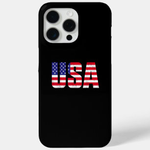 Funda Para iPhone 15 Pro Max Bandera Patriótica Estadounidense Para Hombres Niñ