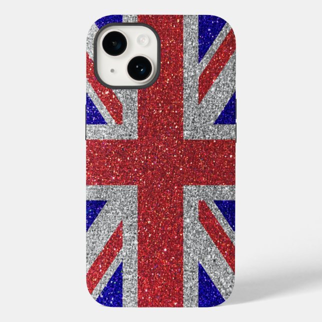 Funda De Case-Mate Para iPhone Bandera Purpurina del estilo londinense de la Unió (Reverso )