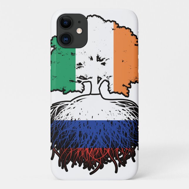 Funda De Case-Mate Para iPhone Bandera rusa irlandesa de árboles (Reverso)