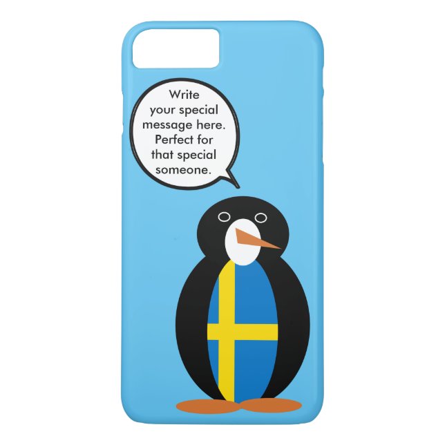 Funda De Case-Mate Para iPhone Bandera sueca hablando de la Sra. Penguin personal (Reverso)