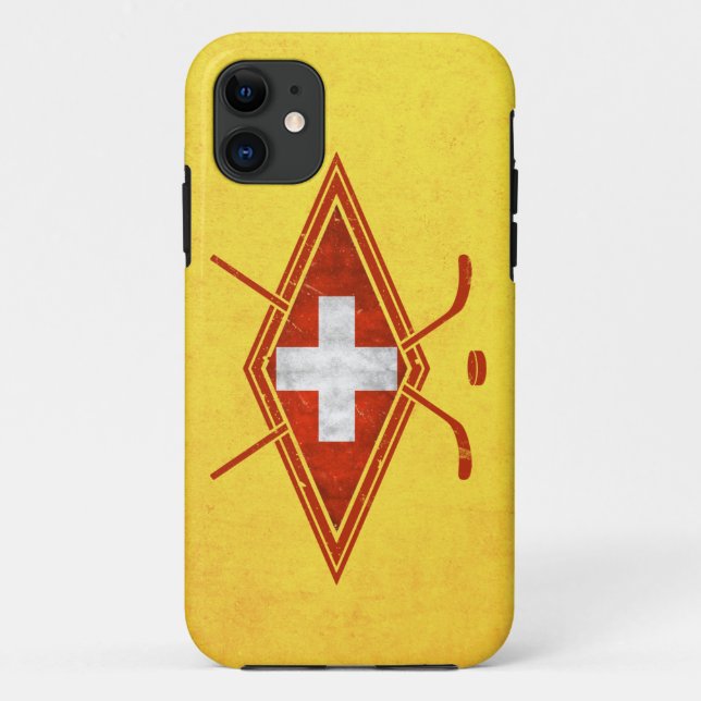 Funda De Case-Mate Para iPhone Bandera suiza de hockey sobre hielo (Reverso)