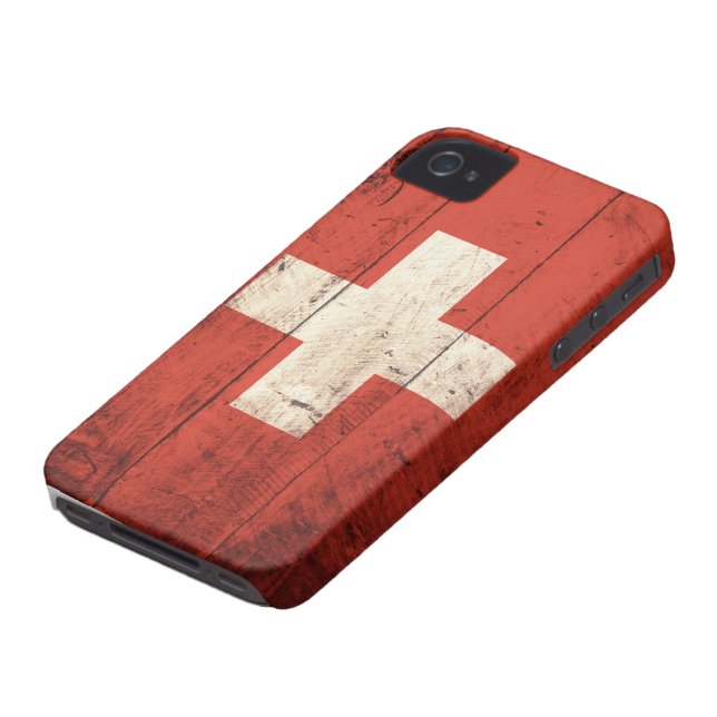 Funda De Case-Mate Para iPhone Bandera suiza de madera vieja (Abajo)