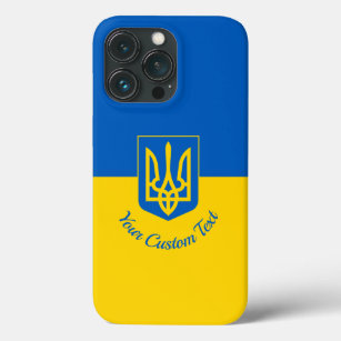 Funda Para iPhone 13 Pro Bandera ucraniana con escudo de armas y texto pers