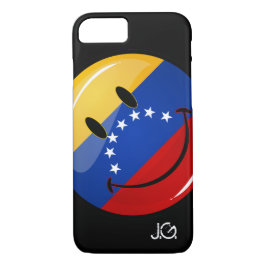 Funda Para iPhone 8/7 Bandera venezolana sonriente de la ronda brillante