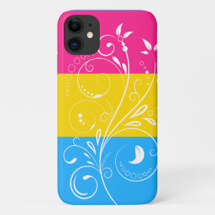 Funda Para iPhone 11 Bandera vintage de orgullo pansexual con flor en f