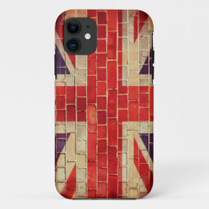 Funda Para iPhone 11 Bandera vintage del Reino Unido en una pared de la