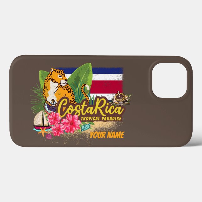 Funda De Case-Mate Para iPhone Bandera vintage retro gran gato de Costa Rica Souv (Reverso (Horizontal))