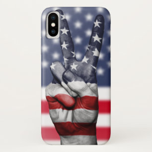 Funda Para iPhone X Bandera Y Dedos Estadounidenses Modernos